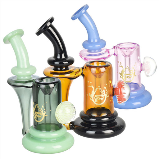 Pulsar 5.75" Two-Tone Flower Power Recycler Bubbler W/ Flower Marble - Assorted Colors | Jupiter Grass