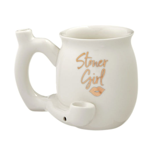 Premium Roast & Toast Ceramic Mug W/ Pipe - Stoner Girl - White | Jupiter Grass