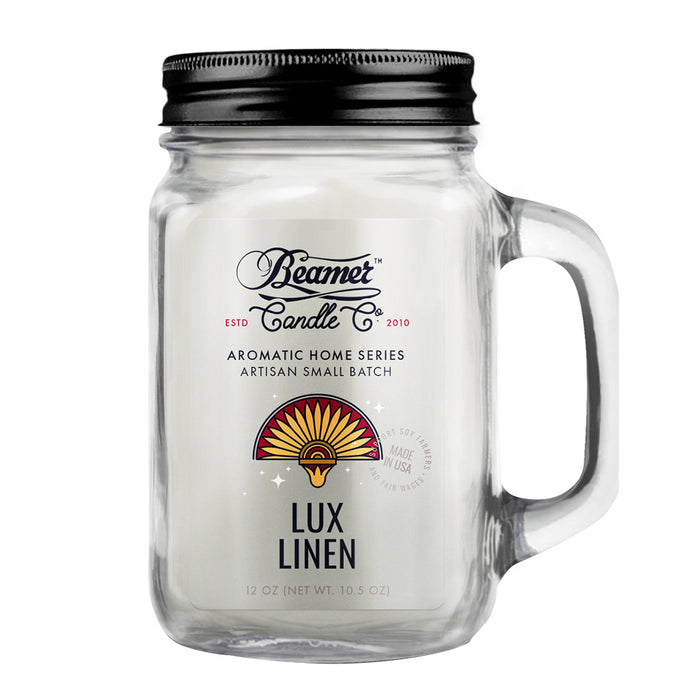 Aromatic Home Series - 12oz Glass Mason Jar - Lux Linen
