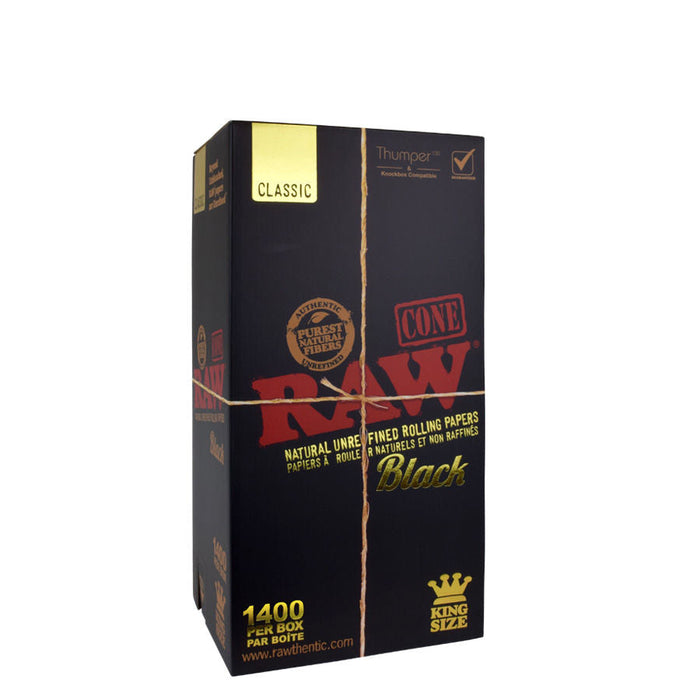 RAW | BLACK PRE-ROLLED CONES KING SIZE – BOX/1400 | Jupiter Grass