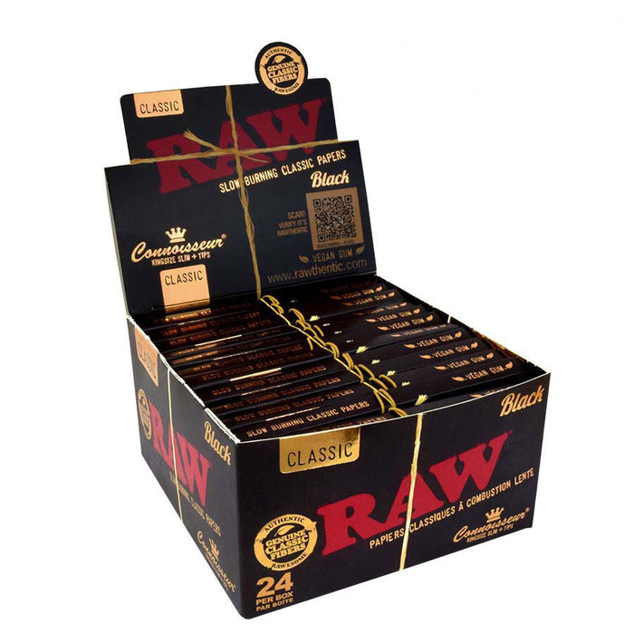 RAW | Black Natural Unrefined Artisan Connoisseur Papers w/ Tips – King Size | Jupiter Grass