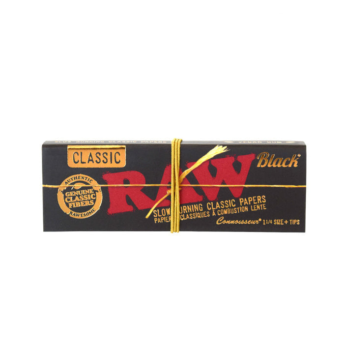 RAW | Black Natural Unrefined Artisan Connoisseur Papers w/ Tips – 1¼ Size | Jupiter Grass