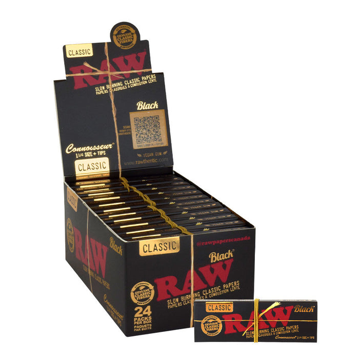 RAW | Black Natural Unrefined Artisan Connoisseur Papers w/ Tips – 1¼ Size | Jupiter Grass
