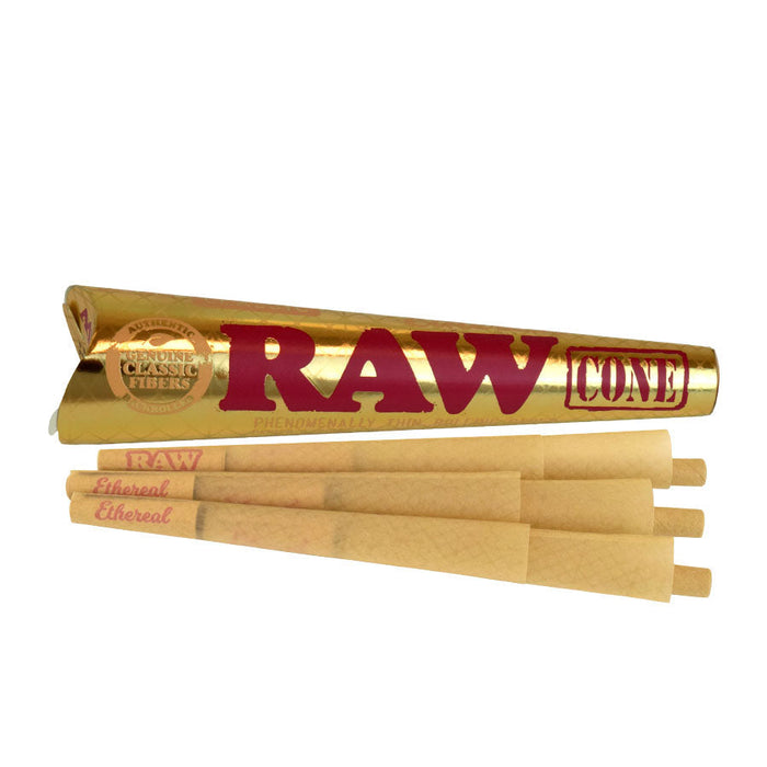 RAW | Ethereal 1 1/4 Size Unrefined Pre-Rolled Cones – 6 Pack (Box of 32) | Jupiter Grass