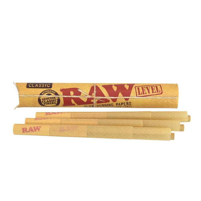 RAW | Classic Natural Pre-Rolled Level Cones 84mm w/26mm Spiral Tip [Pack of 6 | Display of 24] | Jupiter Grass