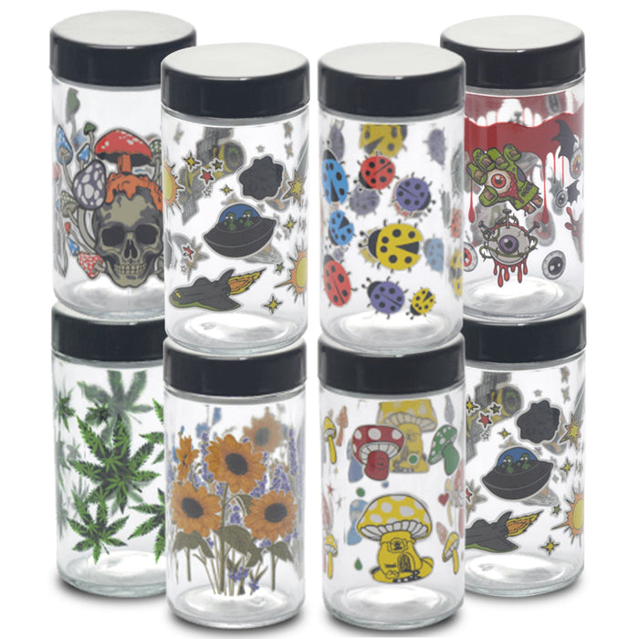 180ml Glass Storage Jar with Sticker Design – Compact & Stylish [SMKZ-145] | Jupiter Grass