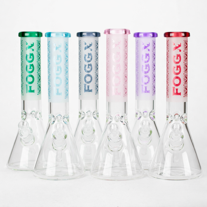 FOGGX | 14" Sandblasted Beaker Glass Water Pipe – 7mm Thick [FT292] | Jupiter Grass