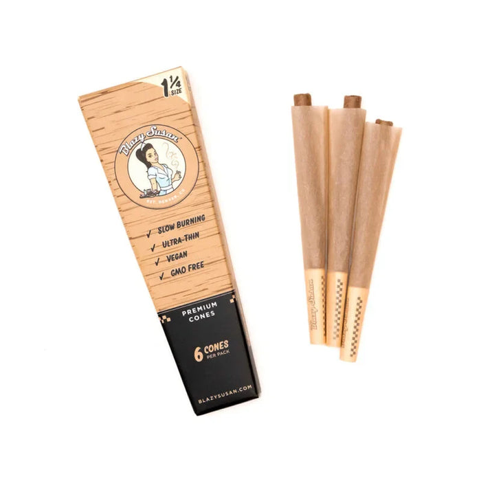 Blazy Susan | Unbleached 1 1/4 Pre Rolled Cones Box of 21 | Jupiter Grass