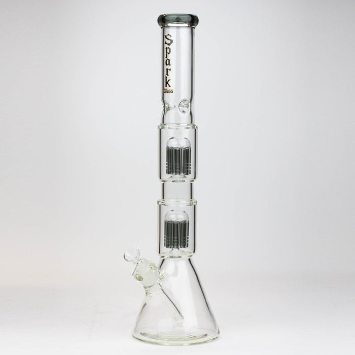 19" SPARK 7 mm double percolator glass water bong | Jupiter Grass
