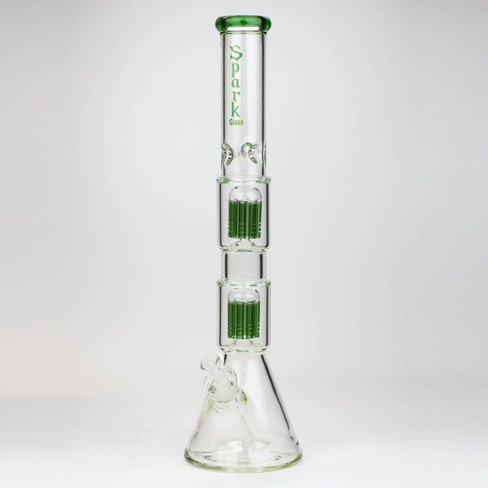 19" SPARK 7 mm double percolator glass water bong | Jupiter Grass