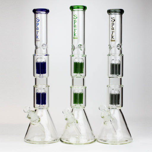 19" SPARK 7 mm double percolator glass water bong | Jupiter Grass