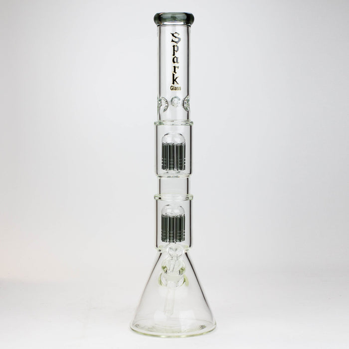 19" SPARK 7 mm double percolator glass water bong | Jupiter Grass