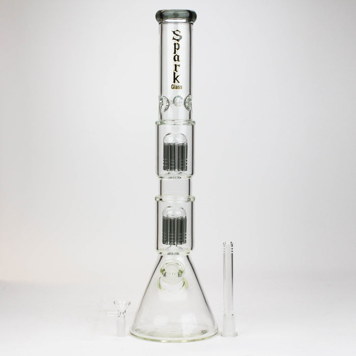 19" SPARK 7 mm double percolator glass water bong | Jupiter Grass