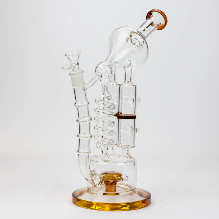 13" Infyniti Coil, dual honeycome and flower diffuser glass recycler bong | Jupiter Grass