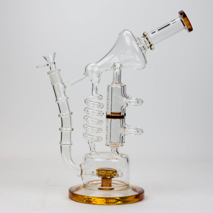 13" Infyniti Coil, dual honeycome and flower diffuser glass recycler bong | Jupiter Grass