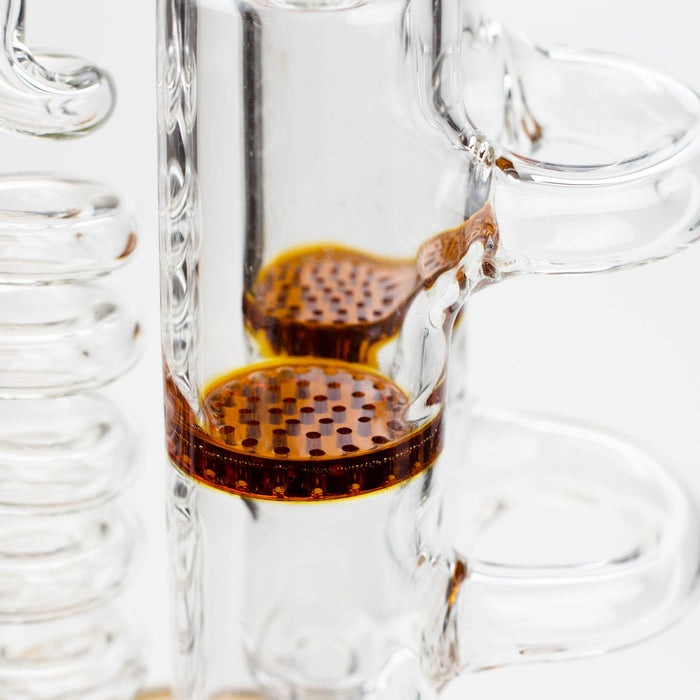 13" Infyniti Coil, dual honeycome and flower diffuser glass recycler bong | Jupiter Grass