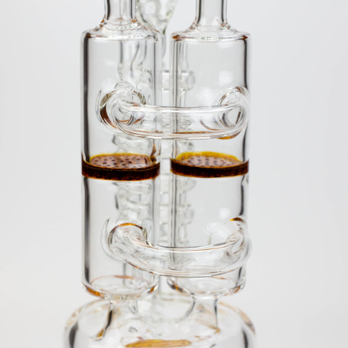 13" Infyniti Coil, dual honeycome and flower diffuser glass recycler bong | Jupiter Grass