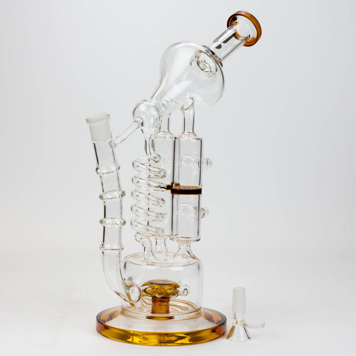 13" Infyniti Coil, dual honeycome and flower diffuser glass recycler bong | Jupiter Grass