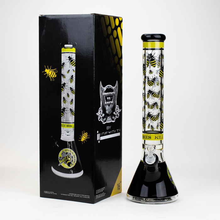 PROTECT YA NECK-15.5"  7 mm Glass water bong by Infyniti [Killa Bees] | Jupiter Grass