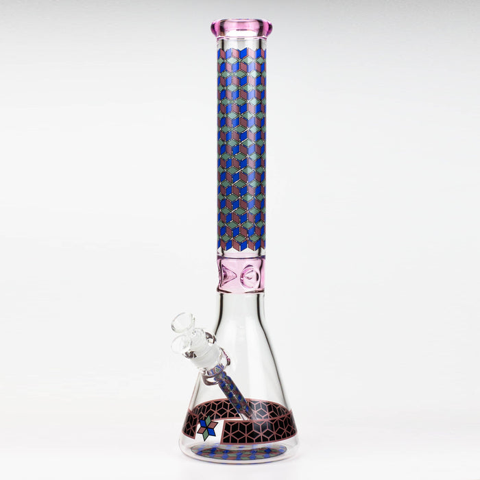 18" Cubic Pattern 7 mm glass water bong | Jupiter Grass