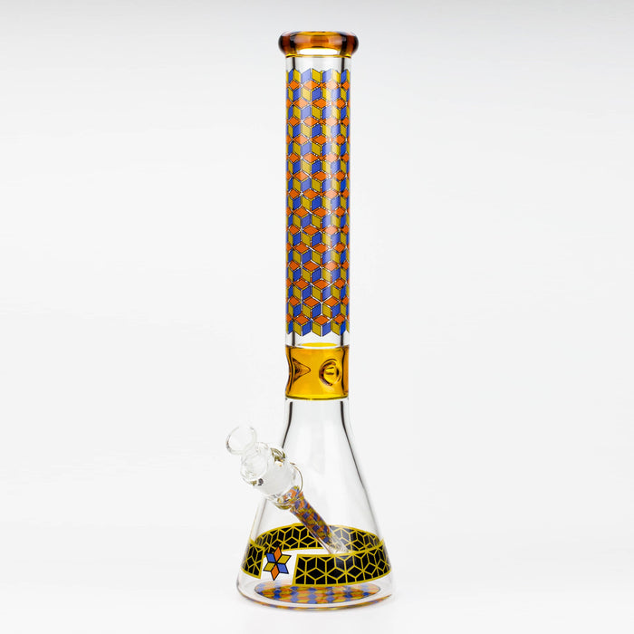 18" Cubic Pattern 7 mm glass water bong | Jupiter Grass