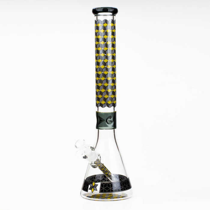 18" Cubic Pattern 7 mm glass water bong | Jupiter Grass