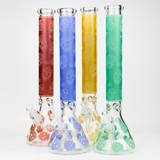 18" Skull Glow in the dark 7 mm glass water bong | Jupiter Grass