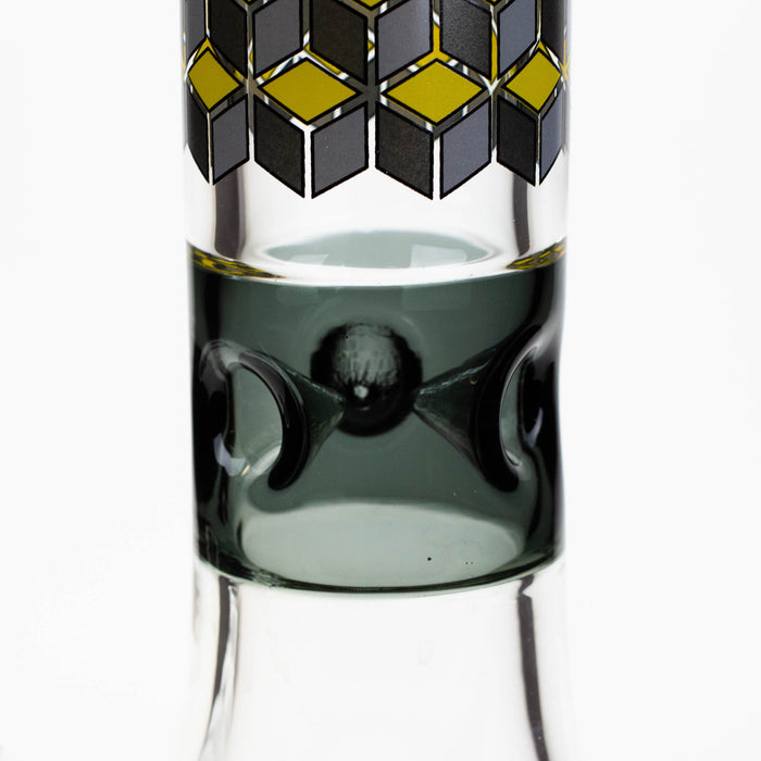 18" Cubic Pattern 7 mm glass water bong | Jupiter Grass