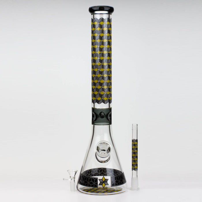 18" Cubic Pattern 7 mm glass water bong | Jupiter Grass