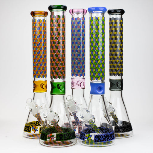 18" Cubic Pattern 7 mm glass water bong | Jupiter Grass