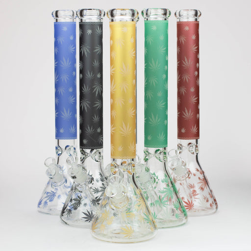 18" Leaf Glow in the dark 7 mm glass water bong | Jupiter Grass