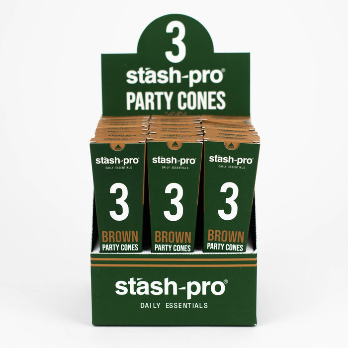 Stash-Pro | Unbleached (Brown)  Party Pack 3 Cones box of 24 | Jupiter Grass