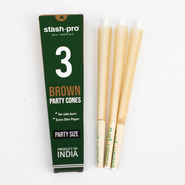 Stash-Pro | Unbleached (Brown)  Party Pack 3 Cones box of 24 | Jupiter Grass