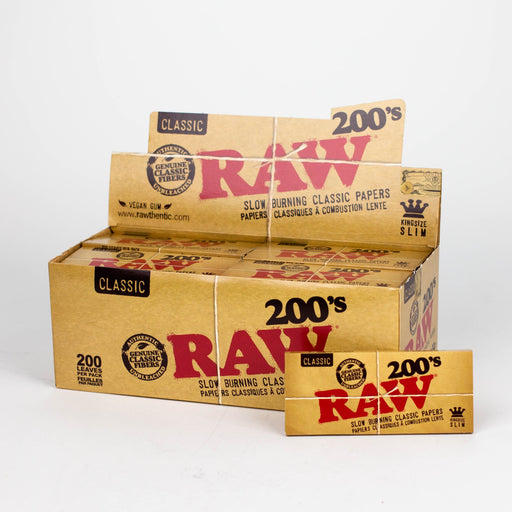 RAW 200's. Natural Unrefined King Slim paper Box of 40 | Jupiter Grass