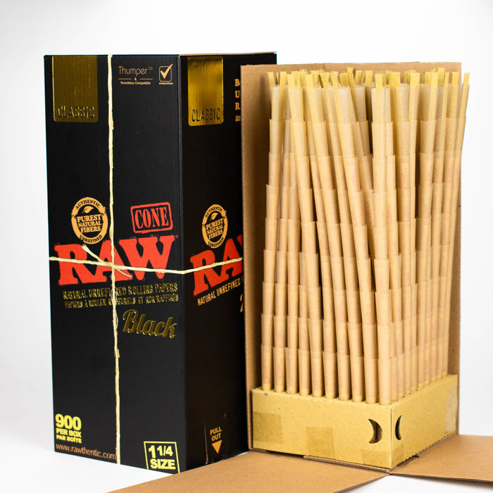 RAW | Classic Black 1 1/4 Prerolled Cones Bulk - 900 | Jupiter Grass