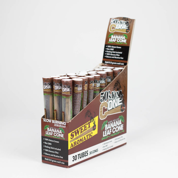 50's King Cone | Hand-Rolled Banana Leaf Cone Box of 30 | Jupiter Grass