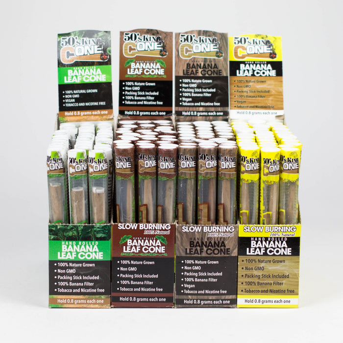 50's King Cone | Hand-Rolled Banana Leaf Cone Box of 30 | Jupiter Grass