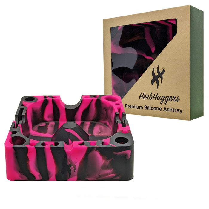 Herbhuggers | Premium Silicone Ashtray Featuring Center Tap Ash and Glassware Clearer with Accessory Organizing Slot Holders | Jupiter Grass