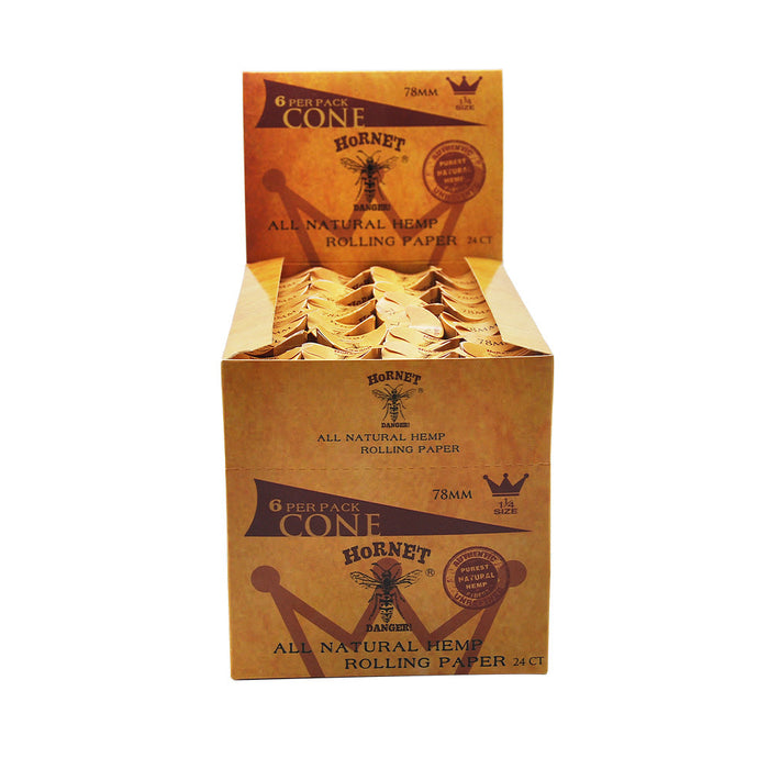 HORNET | 1-1/4 Size Natural Pre-Rolled Paper Cones 6 x 24CT | Jupiter Grass