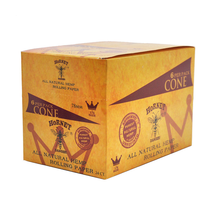 HORNET | 1-1/4 Size Natural Pre-Rolled Paper Cones 6 x 24CT | Jupiter Grass