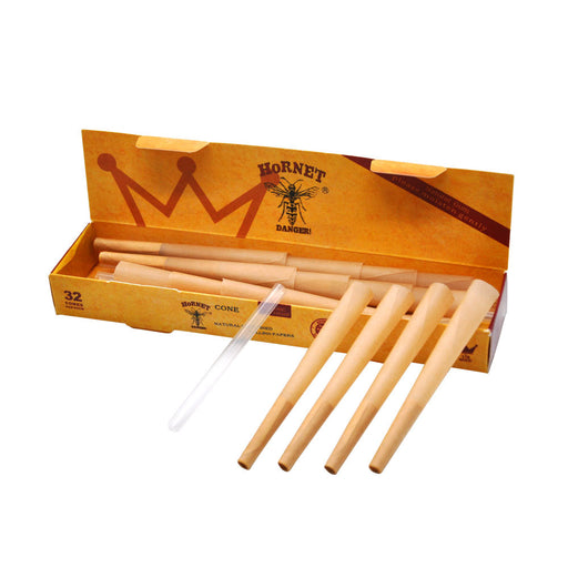 HORNET | Natural Unrefined 1-1/4 Size Pre Rolled Paper Cones Smoking 32 Pack Cone | Jupiter Grass