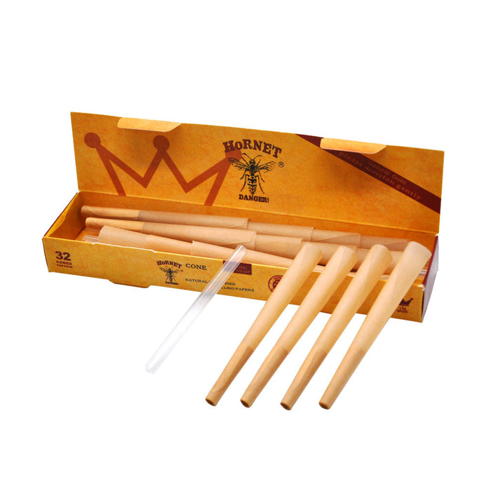 HORNET | Natural Unrefined 1-1/4 Size Pre Rolled Paper Cones Smoking 32 Pack Cone | Jupiter Grass