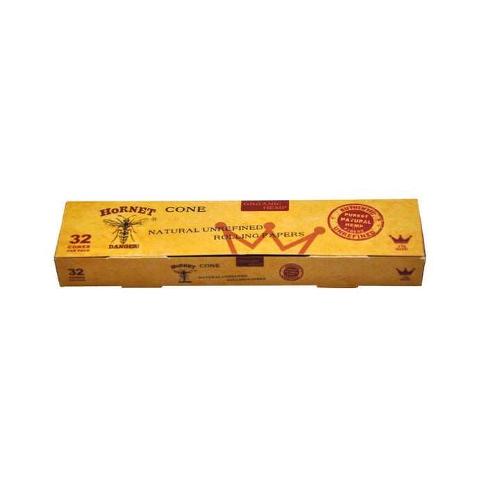 HORNET | Natural Unrefined 1-1/4 Size Pre Rolled Paper Cones Smoking 32 Pack Cone | Jupiter Grass