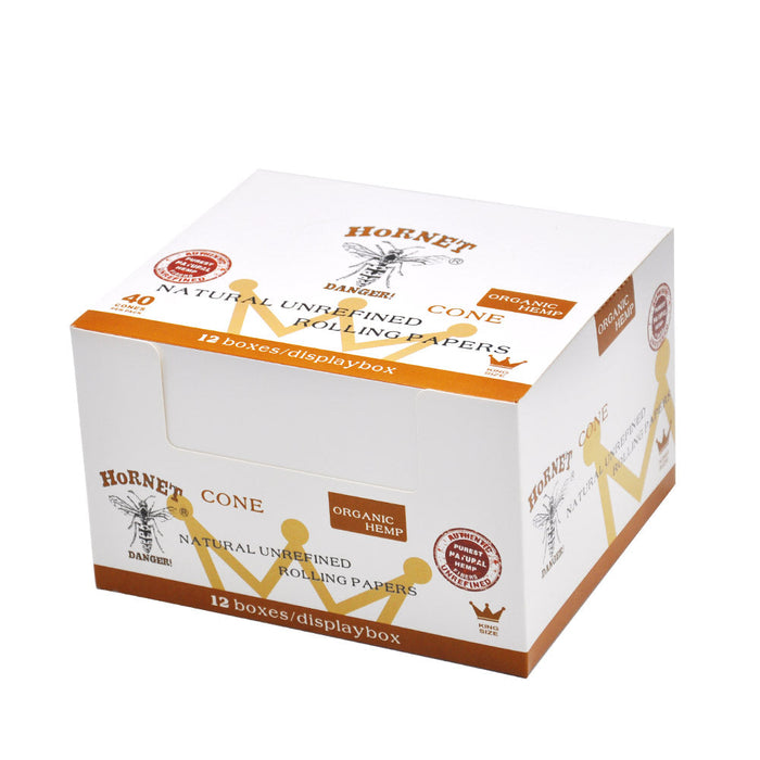Hornet | Natural Unrefined King Size Pre Rolled Paper Cones Smoking White 40 Pack Cone | Jupiter Grass