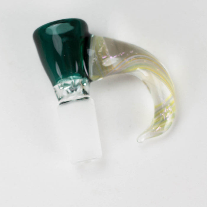 Shine Glassworks | 14mm 3 Hole Coloured Bowl with Dichroic Horn - Made in Canada | Jupiter Grass