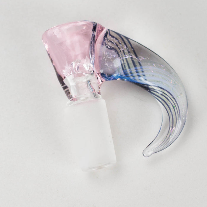 Shine Glassworks | 14mm 3 Hole Coloured Bowl with Dichroic Horn - Made in Canada | Jupiter Grass