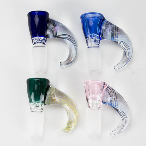 Shine Glassworks | 14mm 3 Hole Coloured Bowl with Dichroic Horn - Made in Canada | Jupiter Grass