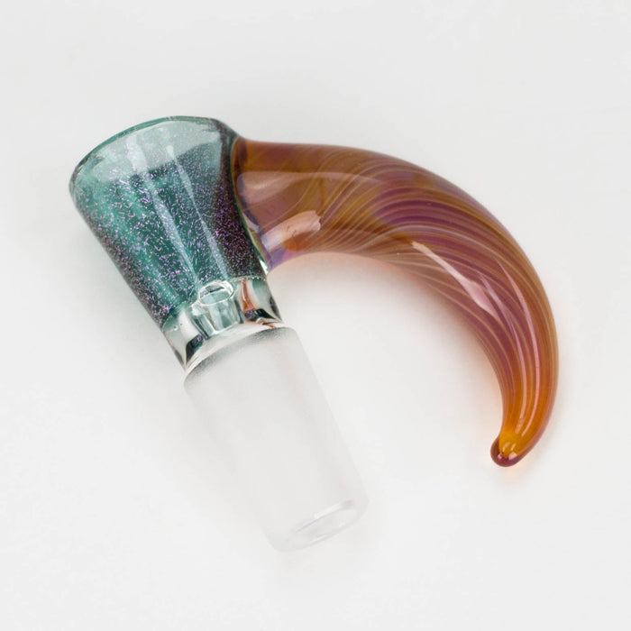 Shine Glassworks | 14mm 3 Hole Dichroic Bowl with coloured Horn  - Made in Canada | Jupiter Grass