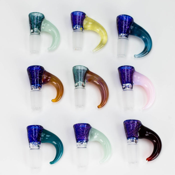 Shine Glassworks | 14mm 3 Hole Dichroic Bowl with coloured Horn  - Made in Canada | Jupiter Grass
