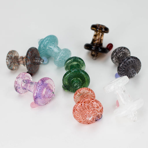 Shine Glassworks | Large Latticino Directional Carb Cap - Made in Canada | Jupiter Grass